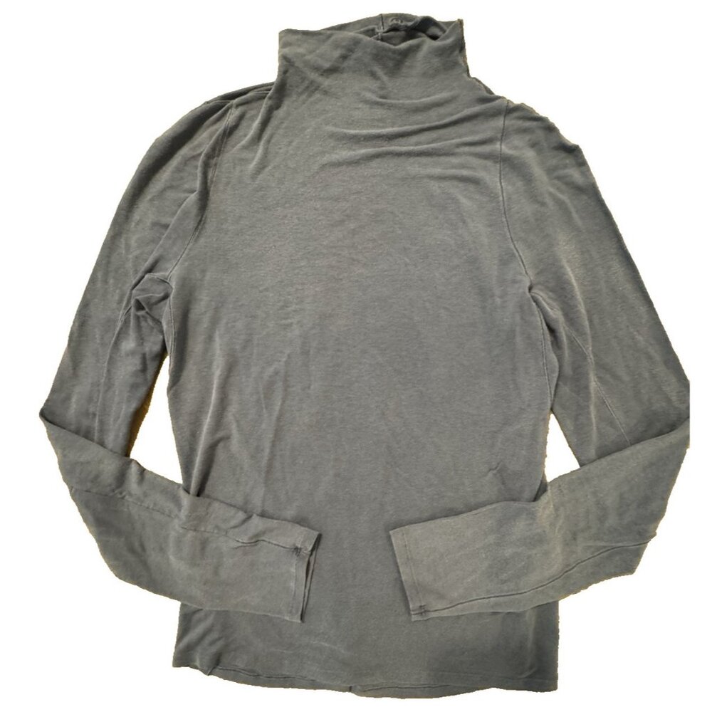 Lululemon Women 6 Blue Mock Neck Linen Lyocell Long Sleeve Shirt Top Athleisure